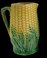 Corn was a popular motif in majolica ceramics. Pitcher in private collection.